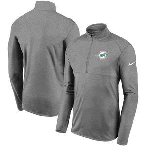 Nike Mens XL Miami Dolphins 1/4 Zip Long Sleeve Shirt Jacket DriFit Grey N02506G
